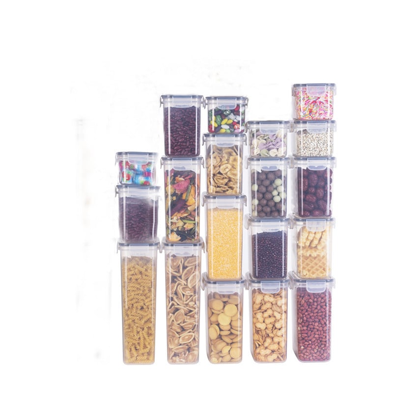 19-частен комплект пластмасови запечатващи буркани за хранително съхранение на захар, мляко на прах и сухи продукти, влагозащитни