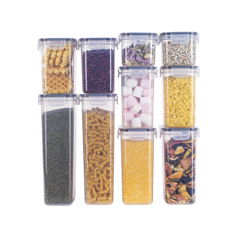 19-частен комплект пластмасови запечатващи буркани за хранително съхранение на захар, мляко на прах и сухи продукти, влагозащитни