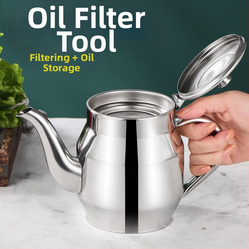 Nerezový olejový kontajner s proti úniku, veľká kapacita, kuchynský zásobník oleja s filtráciou sieťou, potravinárska kvalita, hrubší nádrž na olej