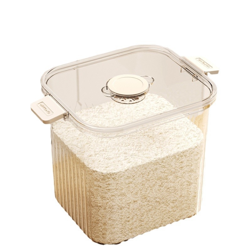 Spremnik za rižu s zaštitom od vlage i štetnika, pritiskni poklopac, plastika, kapacitet preko 10 L