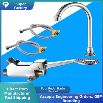 Nožný ovládaný umývadlový kohútik z meďe, pre laboratóriá; okamžité spláchnutie; tlak 1,2 MPa