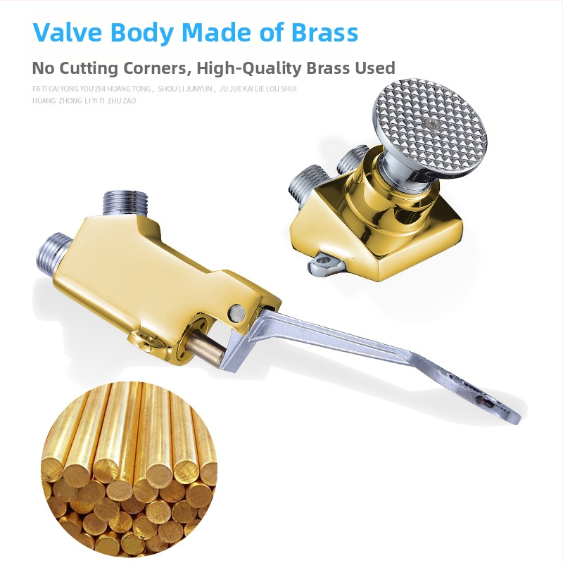 Nožný ovládaný umývadlový kohútik z meďe, pre laboratóriá; okamžité spláchnutie; tlak 1,2 MPa