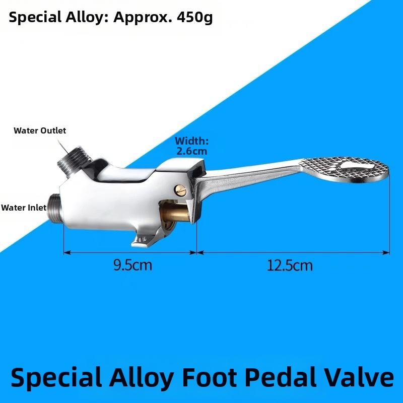 Nožný ovládaný umývadlový kohútik z meďe, pre laboratóriá; okamžité spláchnutie; tlak 1,2 MPa