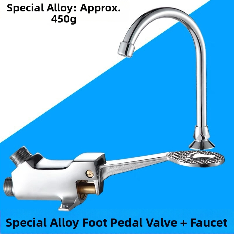 Nožný ovládaný umývadlový kohútik z meďe, pre laboratóriá; okamžité spláchnutie; tlak 1,2 MPa