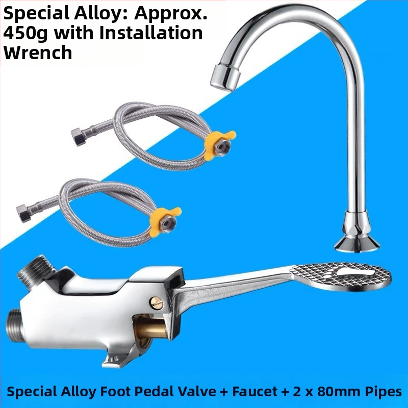 Nožný ovládaný umývadlový kohútik z meďe, pre laboratóriá; okamžité spláchnutie; tlak 1,2 MPa