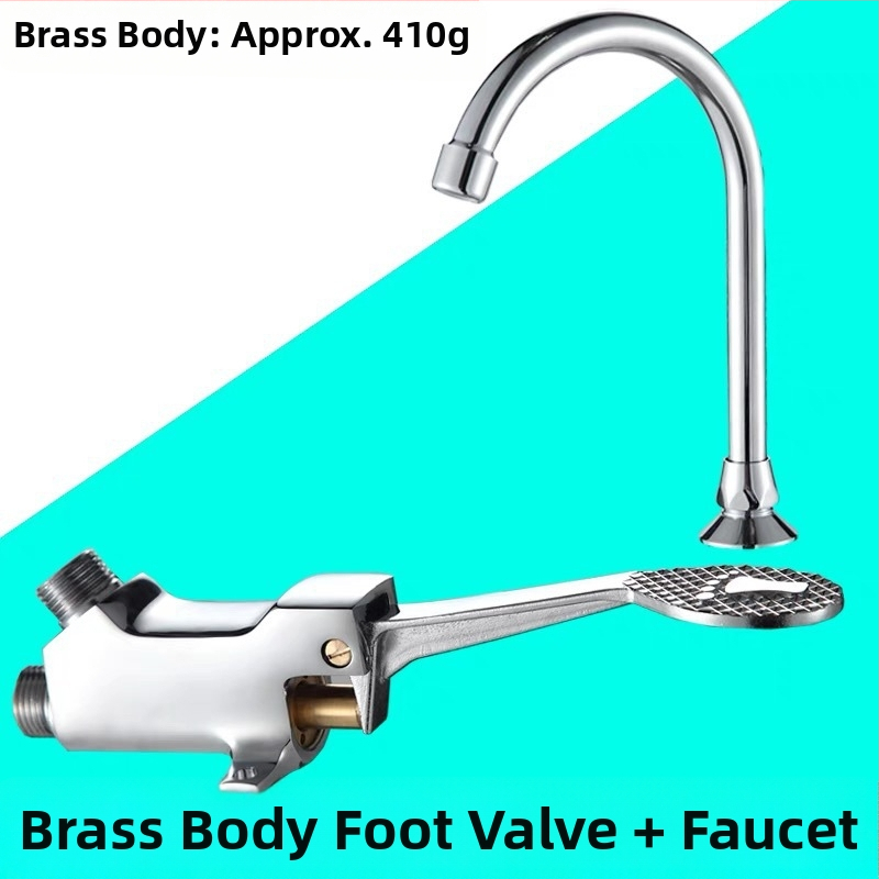 Nožný ovládaný umývadlový kohútik z meďe, pre laboratóriá; okamžité spláchnutie; tlak 1,2 MPa