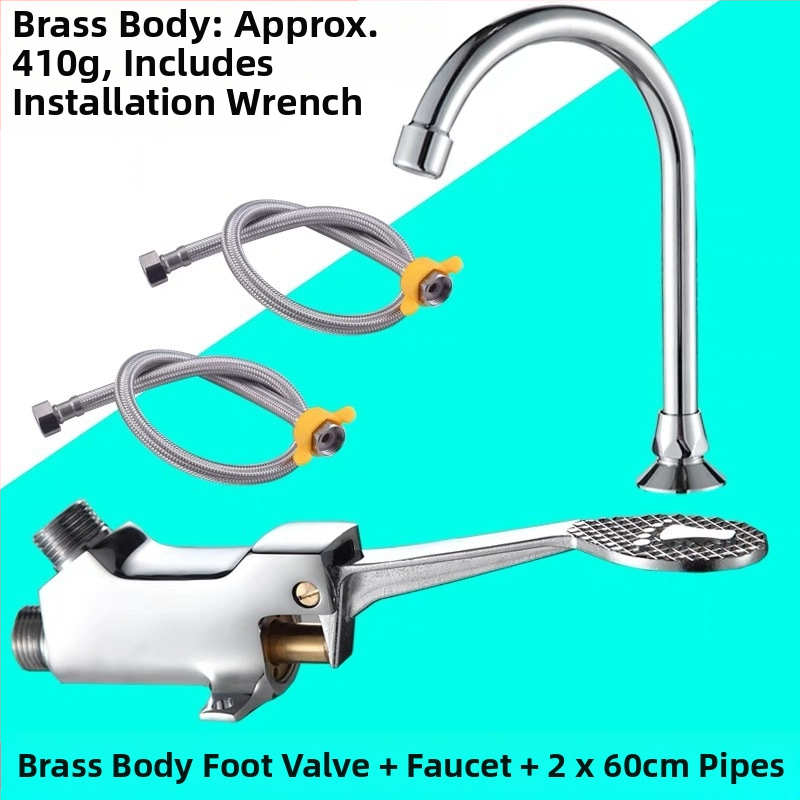 Nožný ovládaný umývadlový kohútik z meďe, pre laboratóriá; okamžité spláchnutie; tlak 1,2 MPa