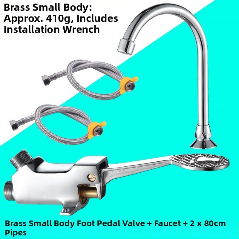 Nožný ovládaný umývadlový kohútik z meďe, pre laboratóriá; okamžité spláchnutie; tlak 1,2 MPa