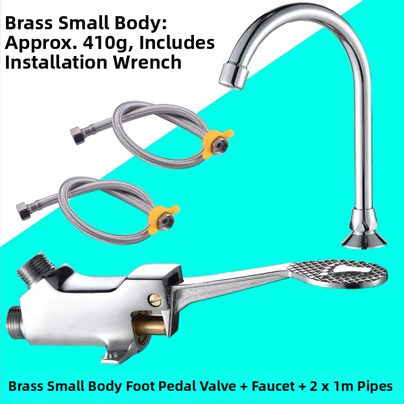 Nožný ovládaný umývadlový kohútik z meďe, pre laboratóriá; okamžité spláchnutie; tlak 1,2 MPa