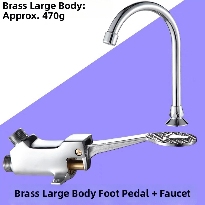 Nožný ovládaný umývadlový kohútik z meďe, pre laboratóriá; okamžité spláchnutie; tlak 1,2 MPa