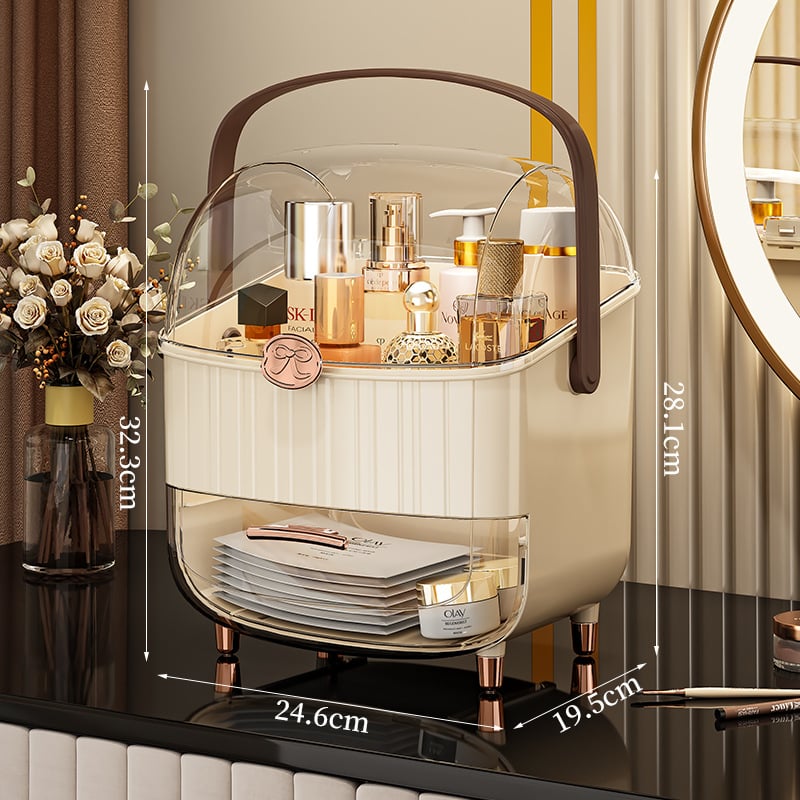 Козметична кутия за съхранение с капак, прахозащита, голям капацитет — ABS, стил лайт лукс, Love zhiyu