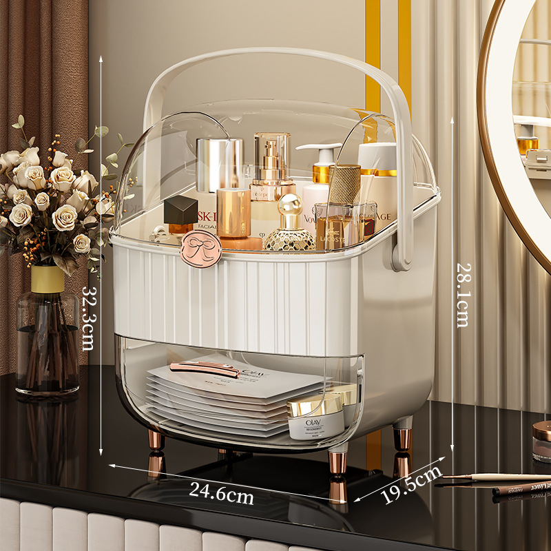 Козметична кутия за съхранение с капак, прахозащита, голям капацитет — ABS, стил лайт лукс, Love zhiyu