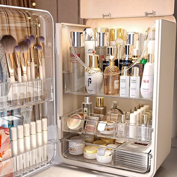 Cutie de depozitare pentru cosmetice în stil lux ușor, protecție împotriva prafului pentru masă de machiaj, organizator de birou cu sertare, capacitate 3-5 L