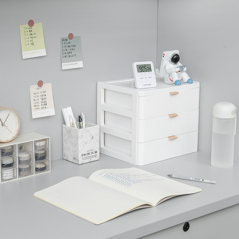 Органайзер за козметика и малки вещи, прозрачен пластмасов многослоен органайзер за бюро, стил японски, марка nice for you, без лого, без персонализация