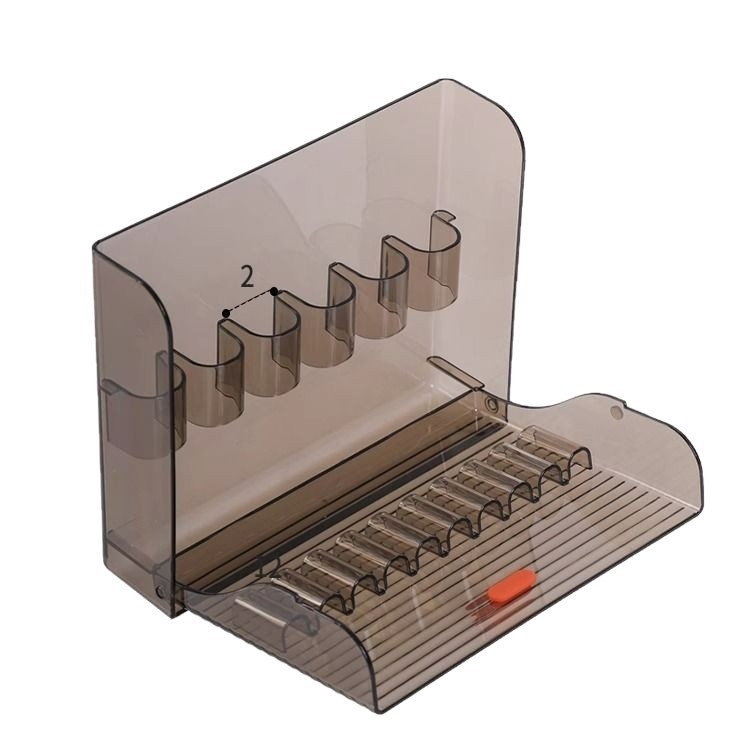 Стенен органайзер за четки за грим и моливи за вежди, прозрачен корпус, без пробиване, PS материал