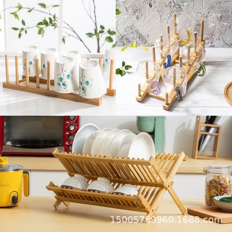 Sklopivi bambusov stalak za odvod posuđa – moderni minimalistički stil, Bamboo Mu Mu
