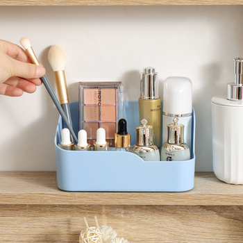 Бюро-органайзер със кутия за съхранение и държач за дистанционно, органайзер за грим и канцеларски материали – пластмасов, модерен минималистичен стил, отпечатано лого