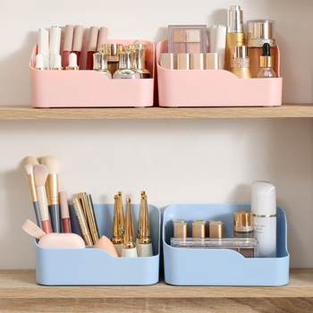 Бюро-органайзер със кутия за съхранение и държач за дистанционно, органайзер за грим и канцеларски материали – пластмасов, модерен минималистичен стил, отпечатано лого