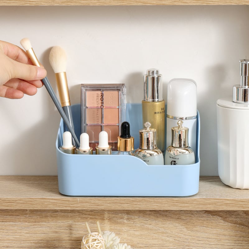 Бюро-органайзер със кутия за съхранение и държач за дистанционно, органайзер за грим и канцеларски материали – пластмасов, модерен минималистичен стил, отпечатано лого