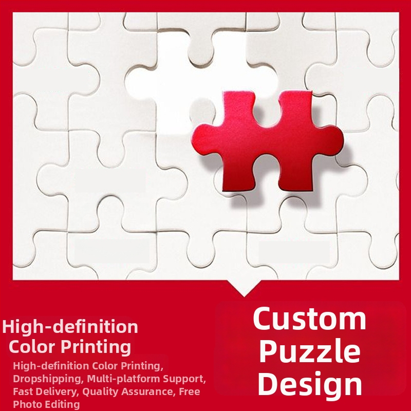 Drevený plošný puzzle — prispôsobiteľný 500/1000 dielikov, DIY s vlastnými kresbami