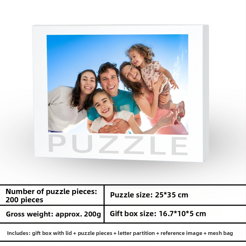 Drevený plošný puzzle — prispôsobiteľný 500/1000 dielikov, DIY s vlastnými kresbami
