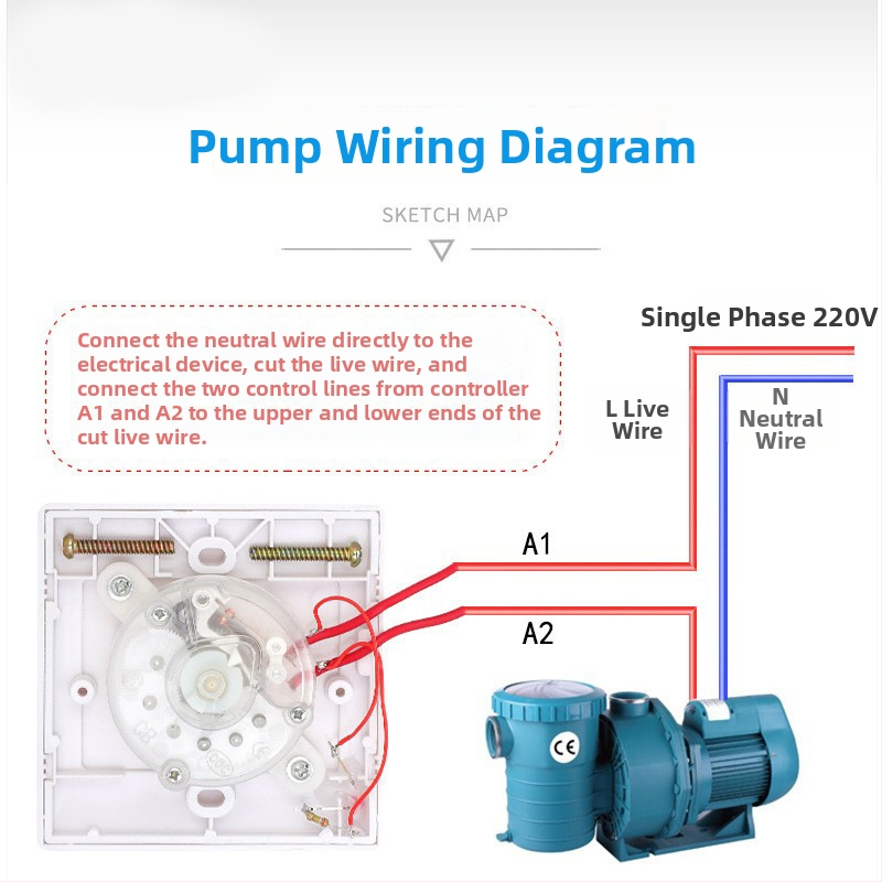 Механичен 60-минутен таймер за водна помпа, 220V, за монтаж в 86-тип корпус