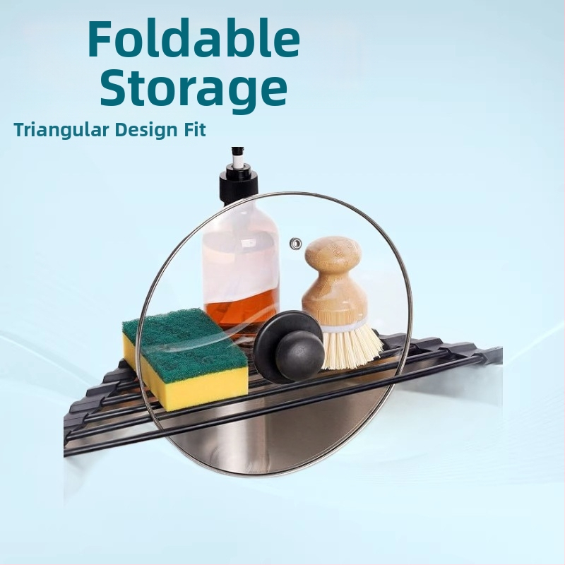 Sklopivi silikon trokutasti odvodni stalak za kuhinju (Materijal: silikon; Oblik: trokut; Funkcija: odvodni stalak za posuđe; Sklopiv)