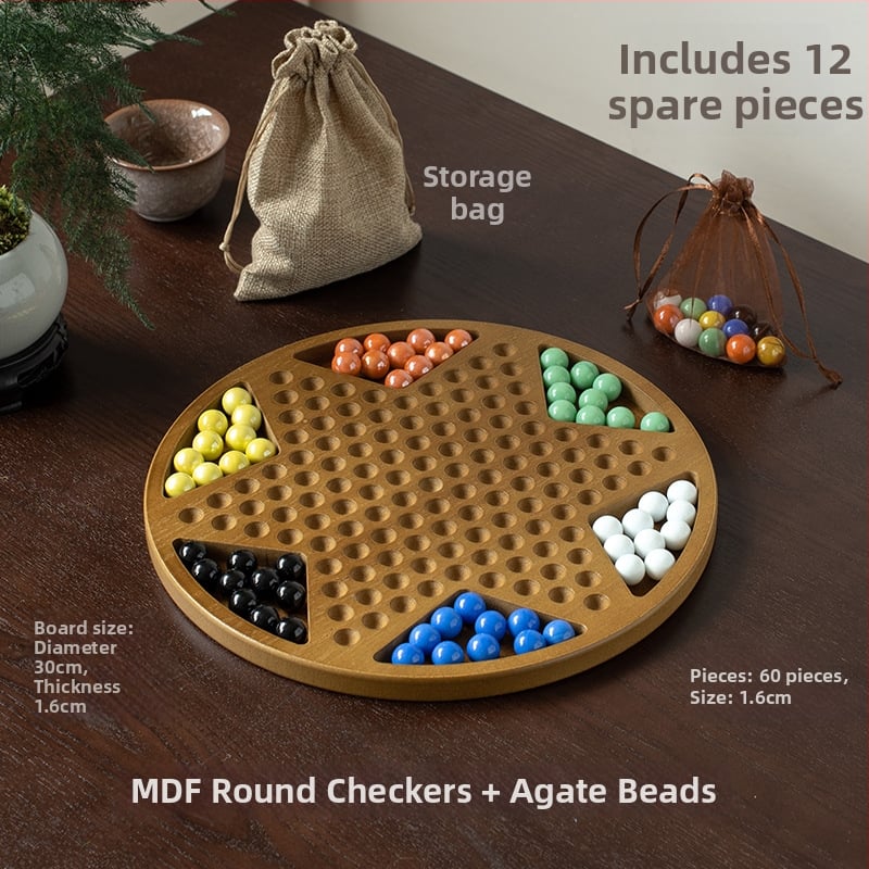 Dreveni set dama s kuglicama — edukativna igra, marka Yimu; pogodno za uzrast 4–60; pakiranje: šarena kutija