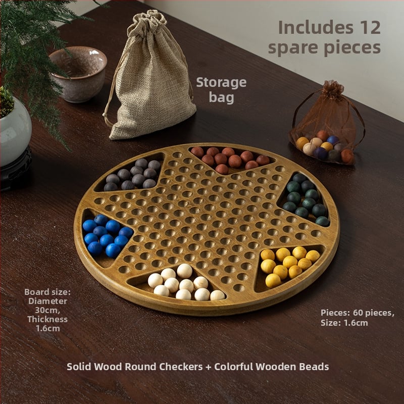 Dreveni set dama s kuglicama — edukativna igra, marka Yimu; pogodno za uzrast 4–60; pakiranje: šarena kutija