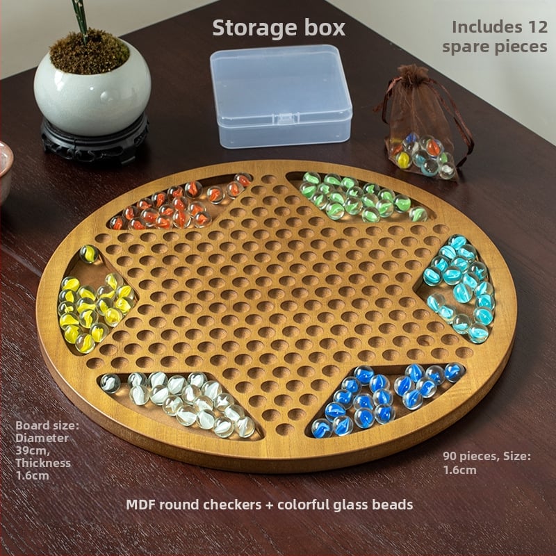 Dreveni set dama s kuglicama — edukativna igra, marka Yimu; pogodno za uzrast 4–60; pakiranje: šarena kutija