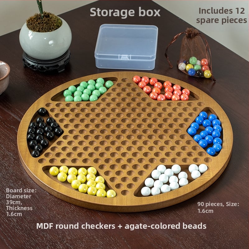 Dreveni set dama s kuglicama — edukativna igra, marka Yimu; pogodno za uzrast 4–60; pakiranje: šarena kutija