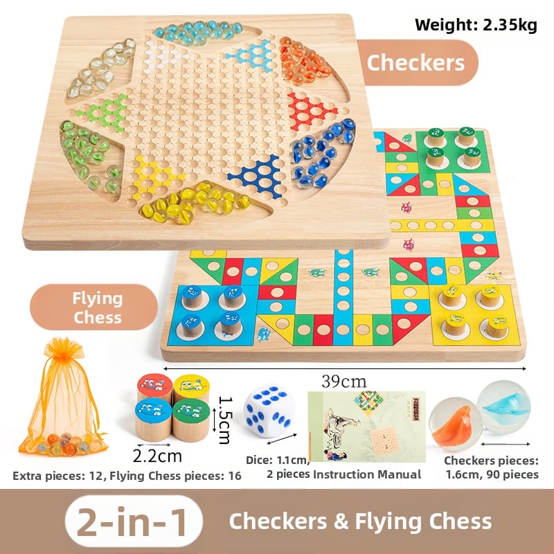 Dreveni set dama s kuglicama — edukativna igra, marka Yimu; pogodno za uzrast 4–60; pakiranje: šarena kutija