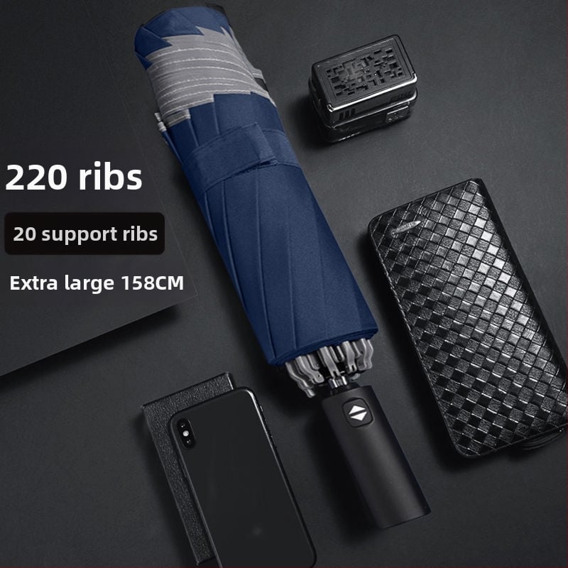 Αναστρεφόμενη ομπρέλα με ενισχυμένο αλουμινένιο σκελετό, ημι-αυτόματο κλείσιμο (Υλικό υφάσματος: Impact cloth; Πυκνότητα υφάσματος: 170t; Υλικό ακτίνων: Αλουμίνιο; Υλικό ράβδου: Αλουμίνιο; Υλικό λαβής: Αλουμίνιο)