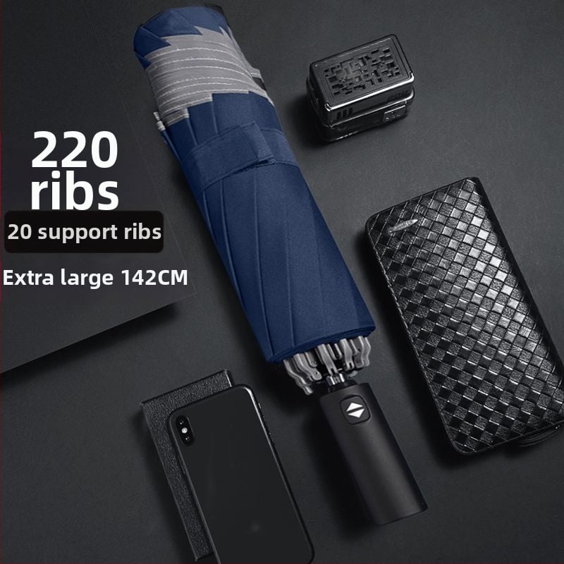 Αναστρεφόμενη ομπρέλα με ενισχυμένο αλουμινένιο σκελετό, ημι-αυτόματο κλείσιμο (Υλικό υφάσματος: Impact cloth; Πυκνότητα υφάσματος: 170t; Υλικό ακτίνων: Αλουμίνιο; Υλικό ράβδου: Αλουμίνιο; Υλικό λαβής: Αλουμίνιο)