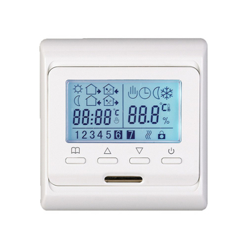 Elektromos padlófűtés termosztát LCD kijelzővel, 16A, panelre szerelhető, 220V AC, modell E51.716