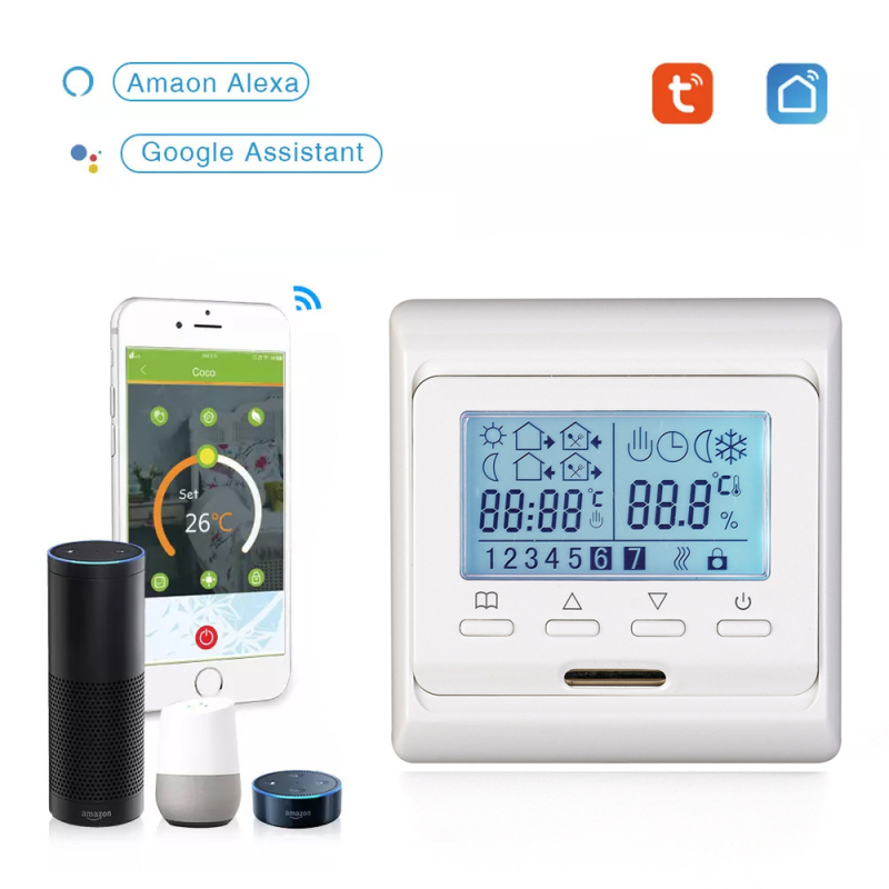 Elektromos padlófűtés termosztát LCD kijelzővel, 16A, panelre szerelhető, 220V AC, modell E51.716