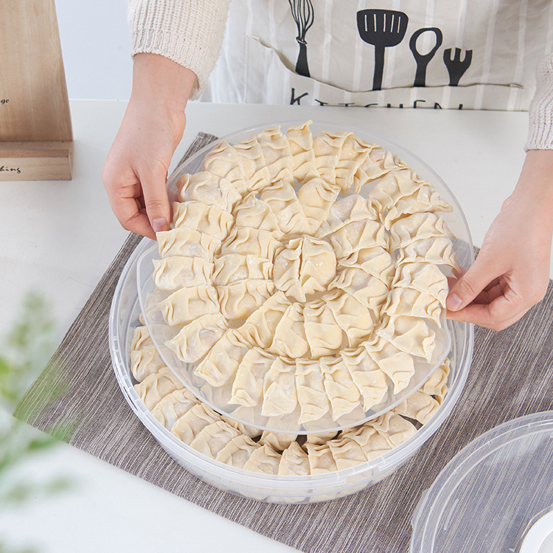 Ručna okrugla plastična kutija za hranu, dvodijelna, prijenosna, za dumplings, pizzu i jaja