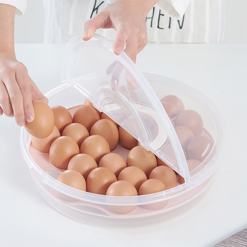 Ručna okrugla plastična kutija za hranu, dvodijelna, prijenosna, za dumplings, pizzu i jaja
