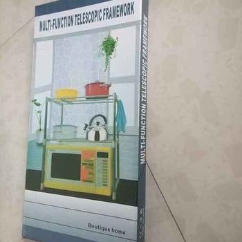 Kuhinjski stalak od nehrđajućeg čelika, dvostruki sloj, izvučni, pokretni, za mikrovalnu pećnicu, podni stalak