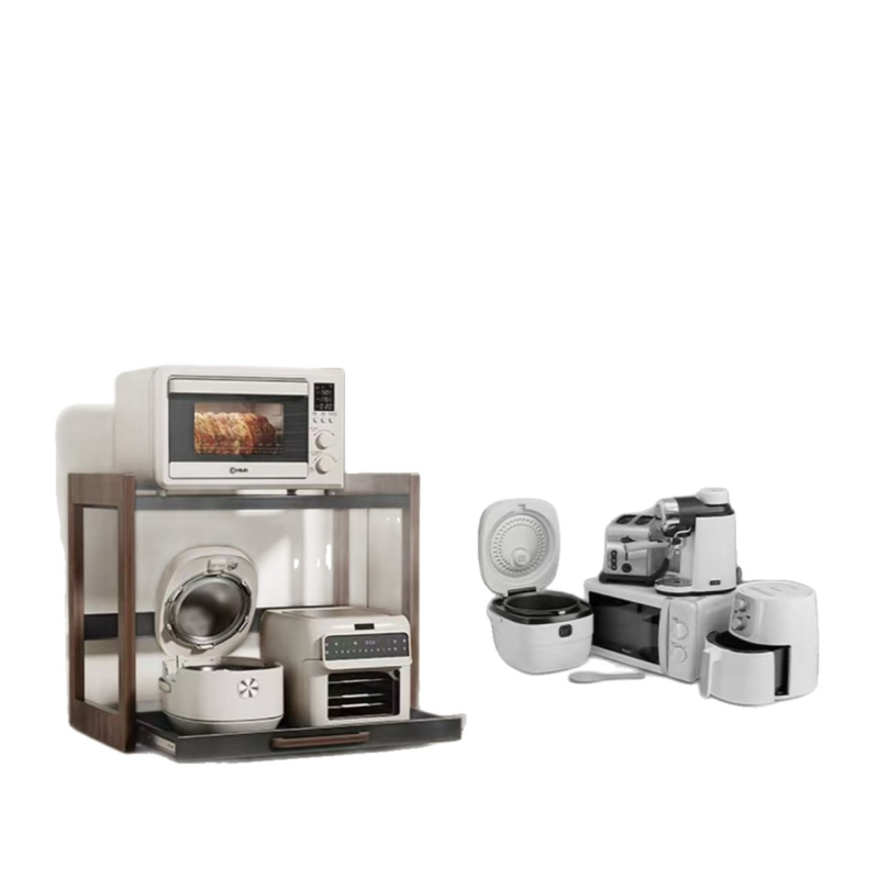 Ρυθμιζόμενο ράφι φούρνου μικροκυμάτων – στερεό ξύλο, αποθήκευση κουζίνας σε πάγκο, νέο κινεζικό στυλ, Shengjinda