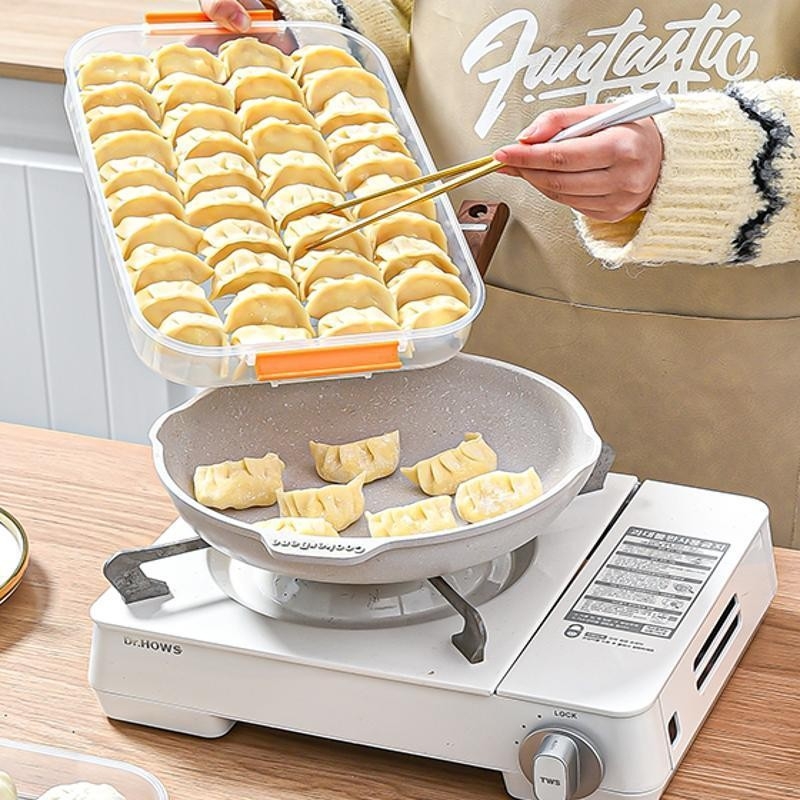 Višeslojna kutija za svježe dumplings s poklopcem – prozračna plastična posuda za hranu s dreniranjem