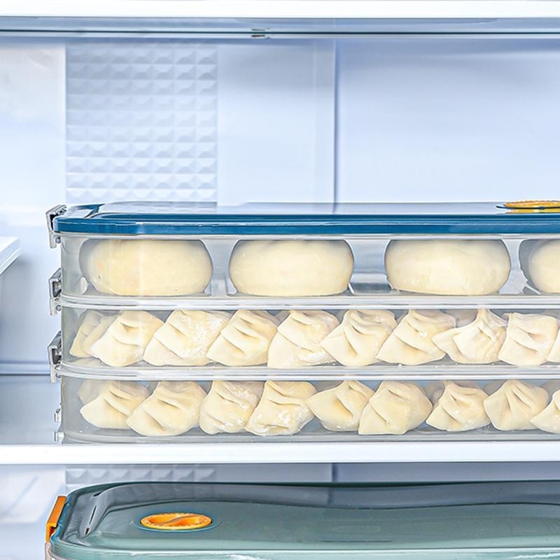 Višeslojna kutija za svježe dumplings s poklopcem – prozračna plastična posuda za hranu s dreniranjem