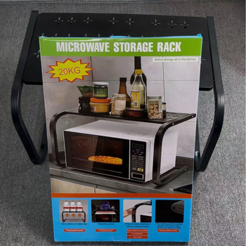 Ράφι αποθήκευσης φούρνου μικροκυμάτων για κουζίνα - αναδιπλούμενο, διόροφο ράφι για πάγκο, μέταλλο TM0019, μοντέρνος μινιμαλισμός