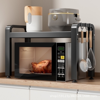 Ράφι κουζίνας πολλαπλών επιπέδων για μικροκύματα, φούρνο και μηχανή μαγειρέματος ρυζιού – χάλυβας άνθρακα, μοντέρνος μινιμαλισμός