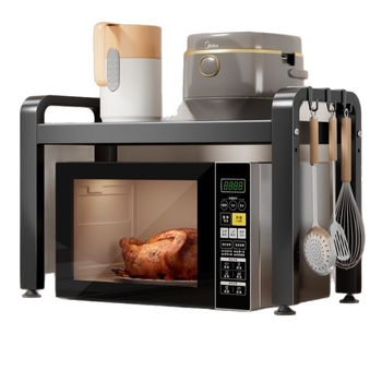 Ράφι κουζίνας πολλαπλών επιπέδων για μικροκύματα, φούρνο και μηχανή μαγειρέματος ρυζιού – χάλυβας άνθρακα, μοντέρνος μινιμαλισμός