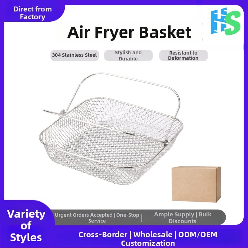 Ανοξείδωτος κάδος φριτέλας αέρος με διπλή λαβή, Haidian, μεταλλική σχάρα αποστράγγισης