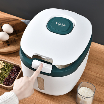 Rizs- és liszt-tároló, nedvességálló ABS műanyagból, 5–6 liter kapacitás, modern letisztult dizájn