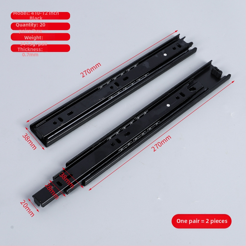 Zásuvkový posuvný vodič z ocele za studena, s tlmením a guľôčkovým ložiskom, trojsegmentová konštrukcia