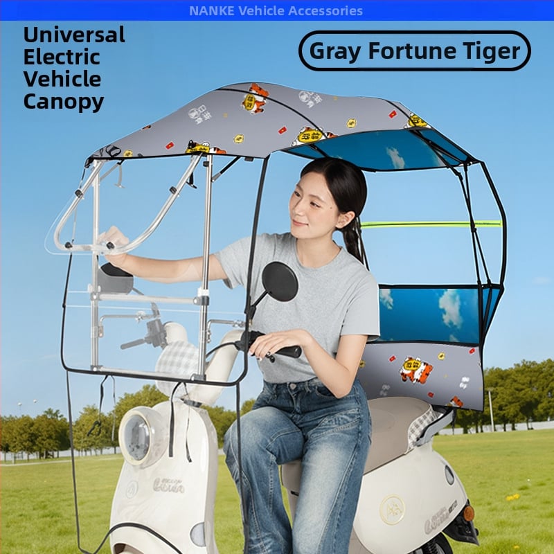 Κάλυμμα βροχής για ηλεκτρικό αυτοκίνητο - Πτυσσόμενο, συρόμενο, με διπλό πλαίσιο, Oxford ύφασμα, UV PA+ σκίαση, αποσπώμενη προστασία από άνεμο και βροχή, χειροκίνητο άνοιγμα/κλείσιμο