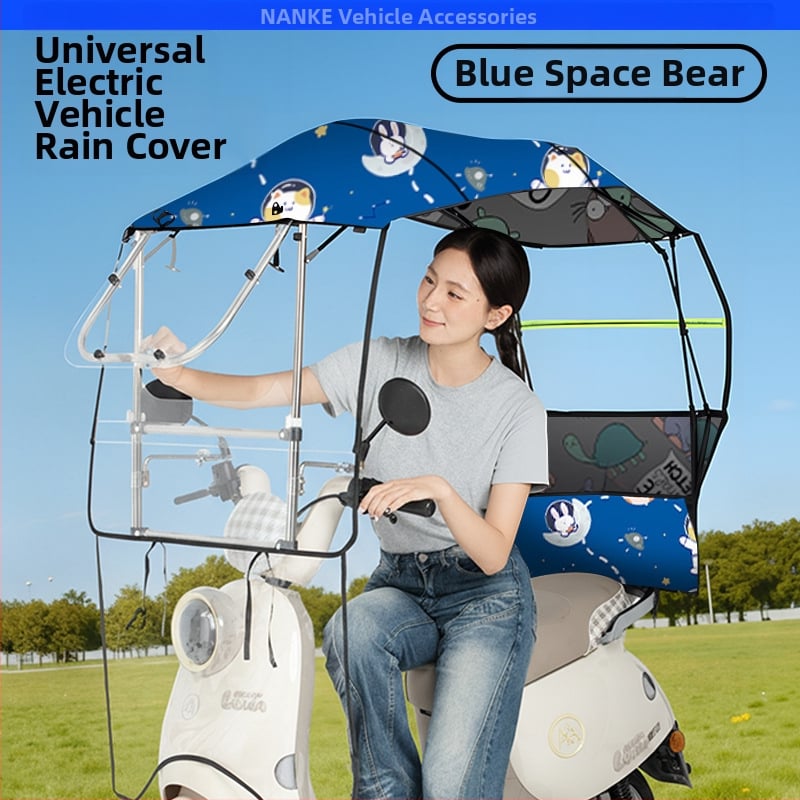 Κάλυμμα βροχής για ηλεκτρικό αυτοκίνητο - Πτυσσόμενο, συρόμενο, με διπλό πλαίσιο, Oxford ύφασμα, UV PA+ σκίαση, αποσπώμενη προστασία από άνεμο και βροχή, χειροκίνητο άνοιγμα/κλείσιμο